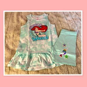 Disney Princess Ariel Tie-Dyed Tank Top Shirts Outfit Set
